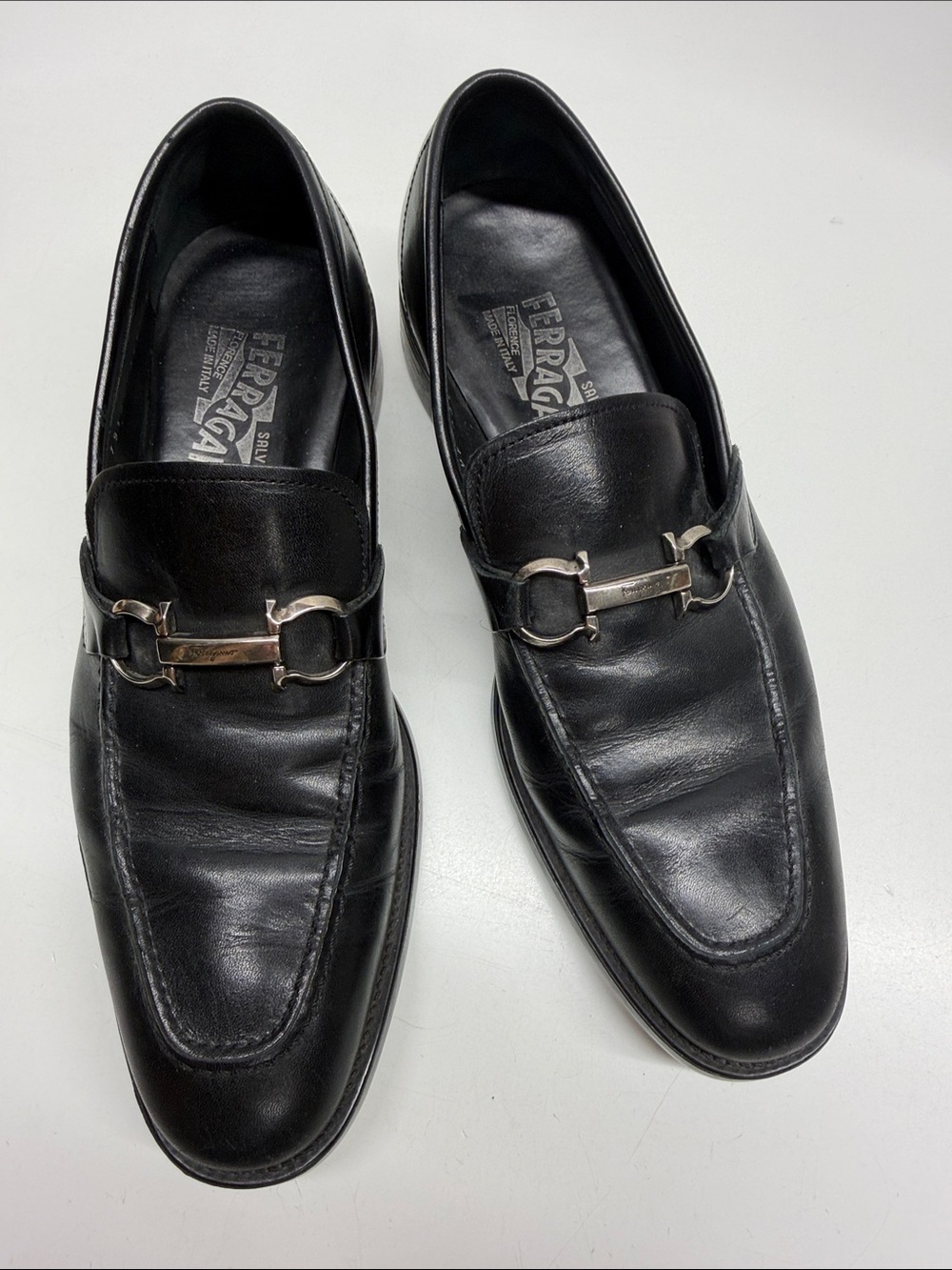 Salvatore Ferragamo Loafers Leather Horse Bit Loafer Shoes Black Mens Size 8 B